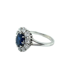 Bague Marguerite en or blanc, platine, saphir et diamants - Castafiore
