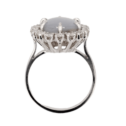 Bague Marguerite en or blanc, platine, saphir et diamants - Castafiore