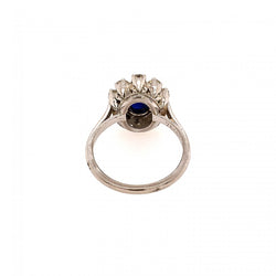 Bague Marguerite en or blanc, platine, saphir et diamants - Castafiore