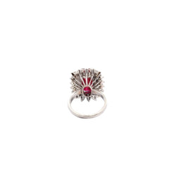Bague Marguerite en or blanc, rubis Birman et diamants - Castafiore