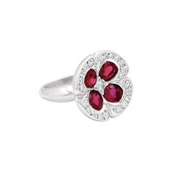 Bague Marguerite en or blanc, rubis et diamants - Castafiore