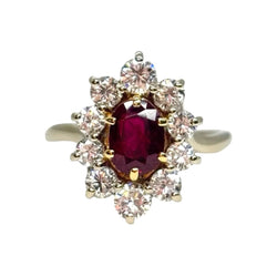 Bague Marguerite en or blanc, rubis et diamants - Castafiore