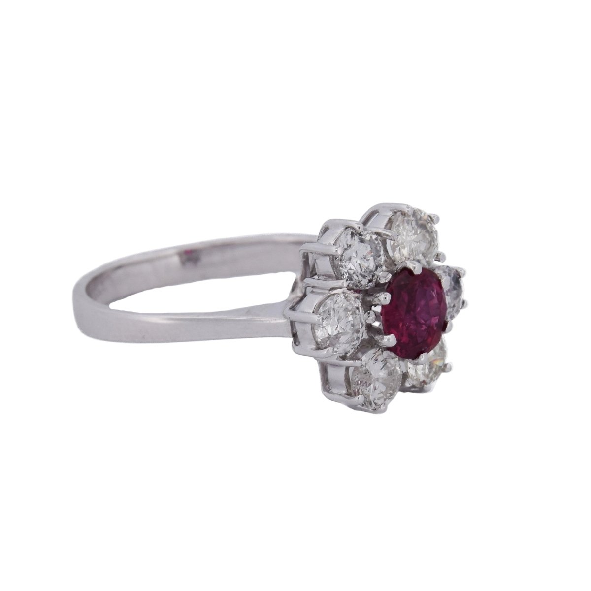 Bague Marguerite en or blanc, rubis et diamants - Castafiore