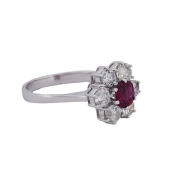 Bague Marguerite en or blanc, rubis et diamants - Castafiore