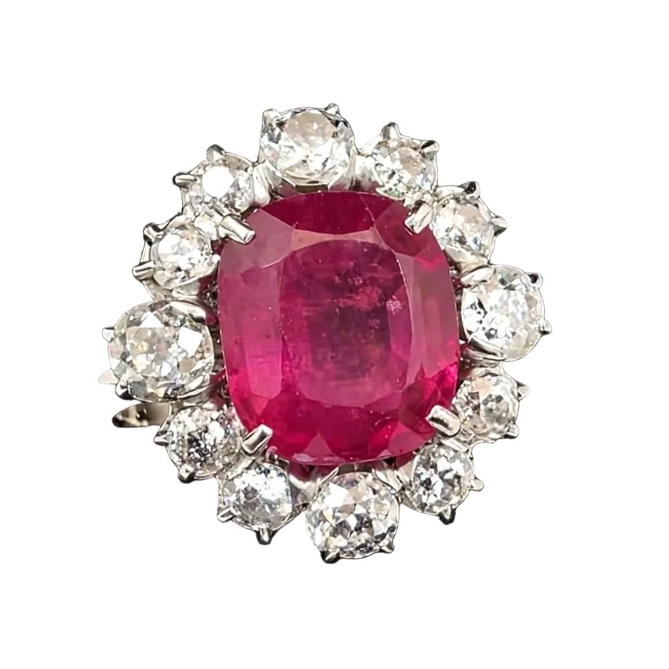 Bague Marguerite en or blanc, rubis et diamants - Castafiore