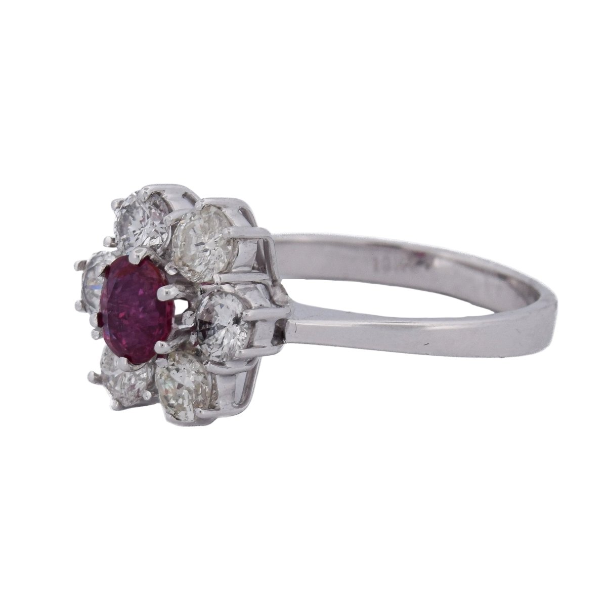 Bague Marguerite en or blanc, rubis et diamants - Castafiore