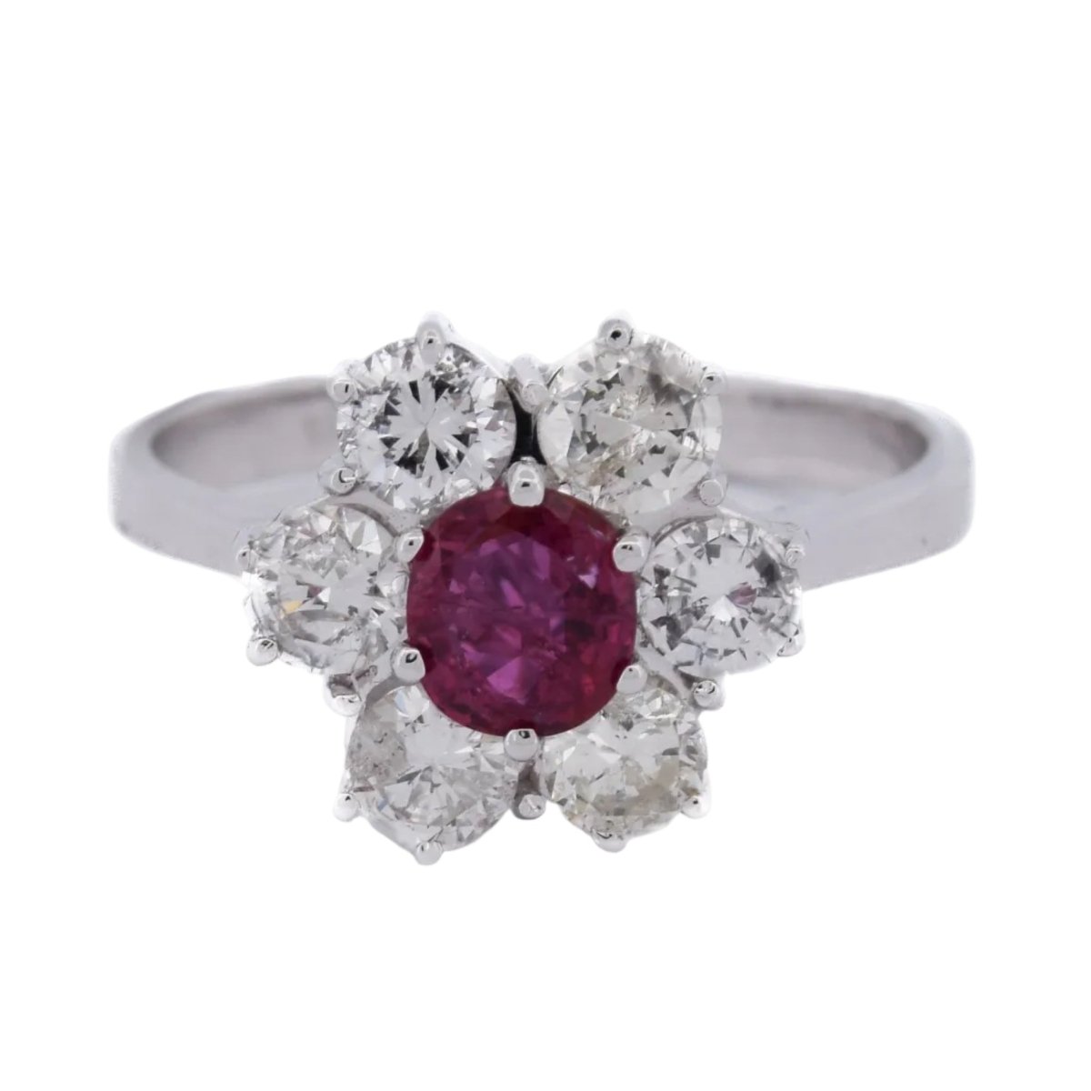 Bague Marguerite en or blanc, rubis et diamants - Castafiore