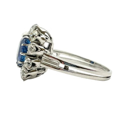 Bague Marguerite en or blanc, saphir et diamants - Castafiore