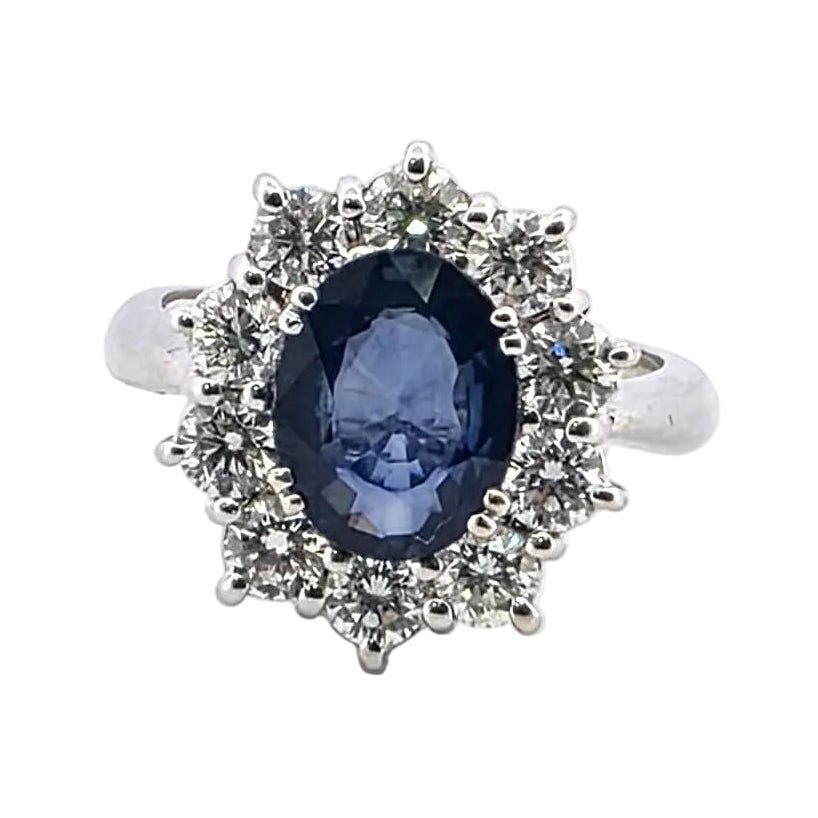 Bague Marguerite en or blanc, saphir et diamants - Castafiore
