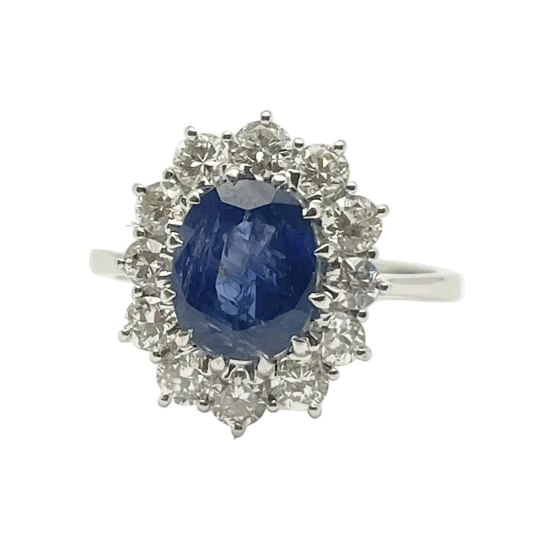 Bague Marguerite en or blanc, saphir et diamants - Castafiore