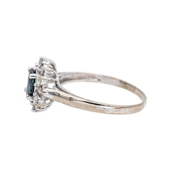 Bague Marguerite en or blanc, saphir et diamants - Castafiore