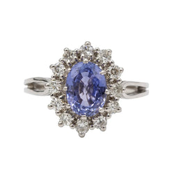 Bague Marguerite en or blanc, saphir et diamants - Castafiore