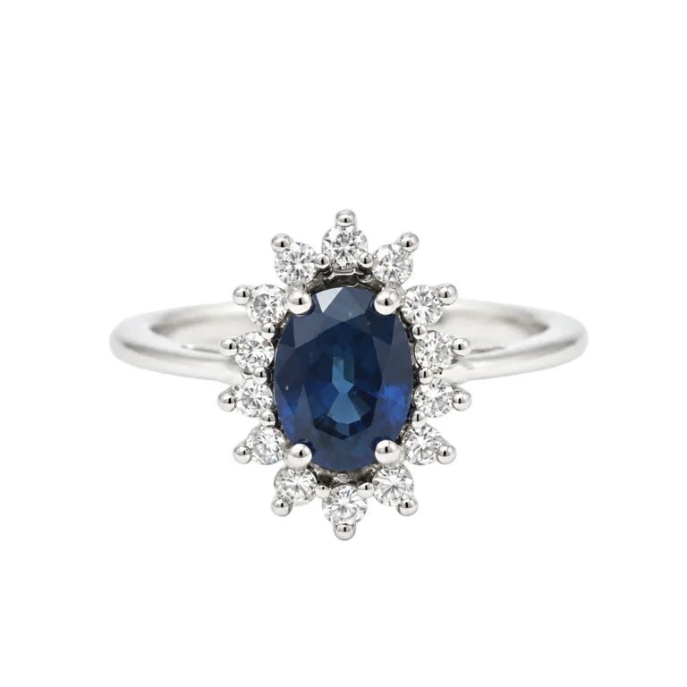 Bague Marguerite en or blanc, saphir et diamants - Castafiore