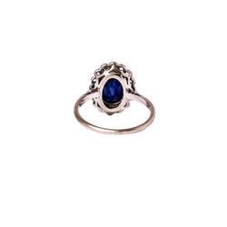 Bague Marguerite en or blanc, saphir et diamants - Castafiore