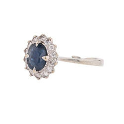 Bague Marguerite en or blanc, saphir et diamants - Castafiore