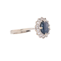 Bague Marguerite en or blanc, saphir et diamants - Castafiore
