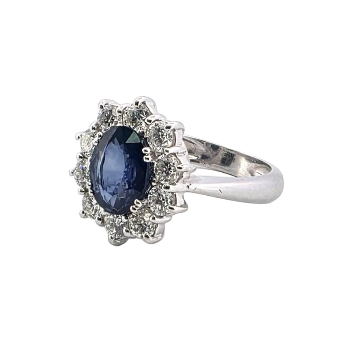 Bague Marguerite en or blanc, saphir et diamants - Castafiore