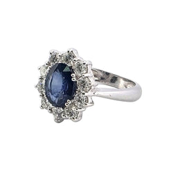 Bague Marguerite en or blanc, saphir et diamants - Castafiore