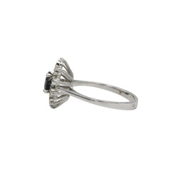 Bague Marguerite en or blanc, saphir et diamants - Castafiore