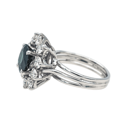 Bague Marguerite en or blanc, saphir et diamants - Castafiore