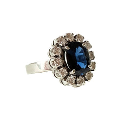 Bague Marguerite en or blanc, saphir et diamants - Castafiore
