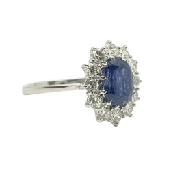 Bague Marguerite en or blanc, saphir et diamants - Castafiore