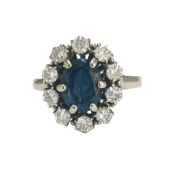 Bague Marguerite en or blanc, saphir et diamants - Castafiore