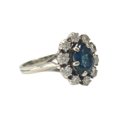 Bague Marguerite en or blanc, saphir et diamants - Castafiore