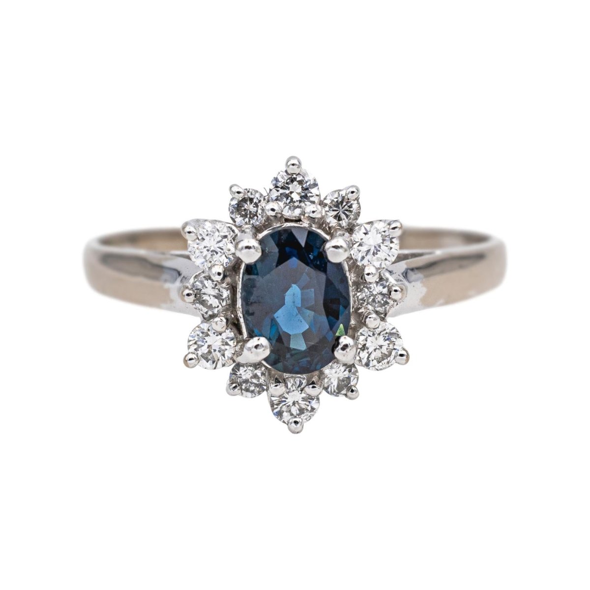 Bague Marguerite en or blanc, saphir et diamants - Castafiore
