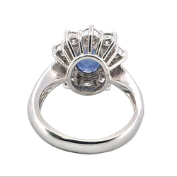 Bague Marguerite en or blanc, saphir et diamants - Castafiore