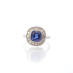 Bague Marguerite en or blanc, saphir et diamants - Castafiore