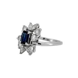 Bague Marguerite en or blanc, saphir et diamants - Castafiore
