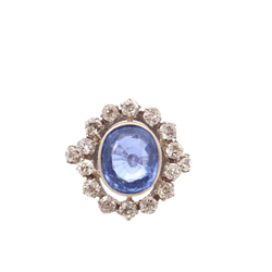 Bague Marguerite en or blanc, saphir et diamants - Castafiore