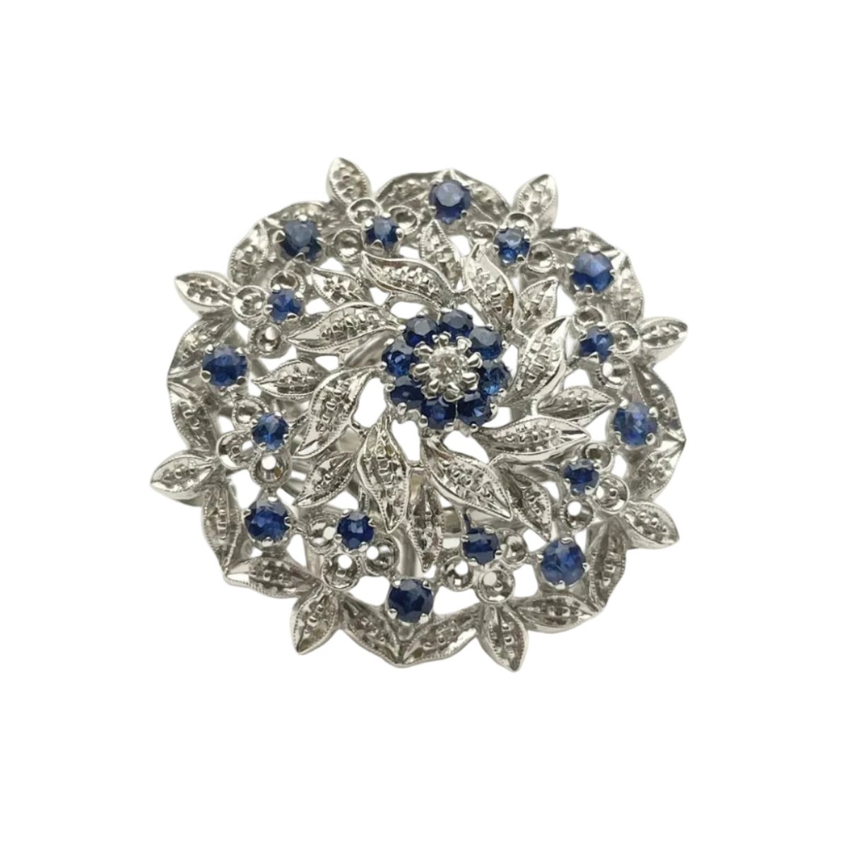 Bague Marguerite en or blanc, saphirs et diamants - Castafiore