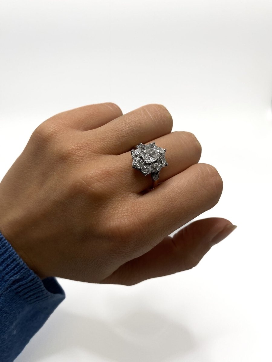 Bague Marguerite en or jaune, argent et diamants - Castafiore
