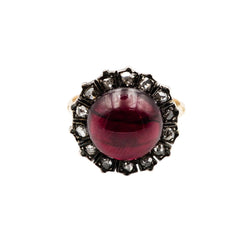 Bague Marguerite en or jaune, argent, grenat et diamants - Castafiore