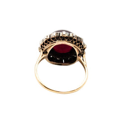 Bague Marguerite en or jaune, argent, grenat et diamants - Castafiore