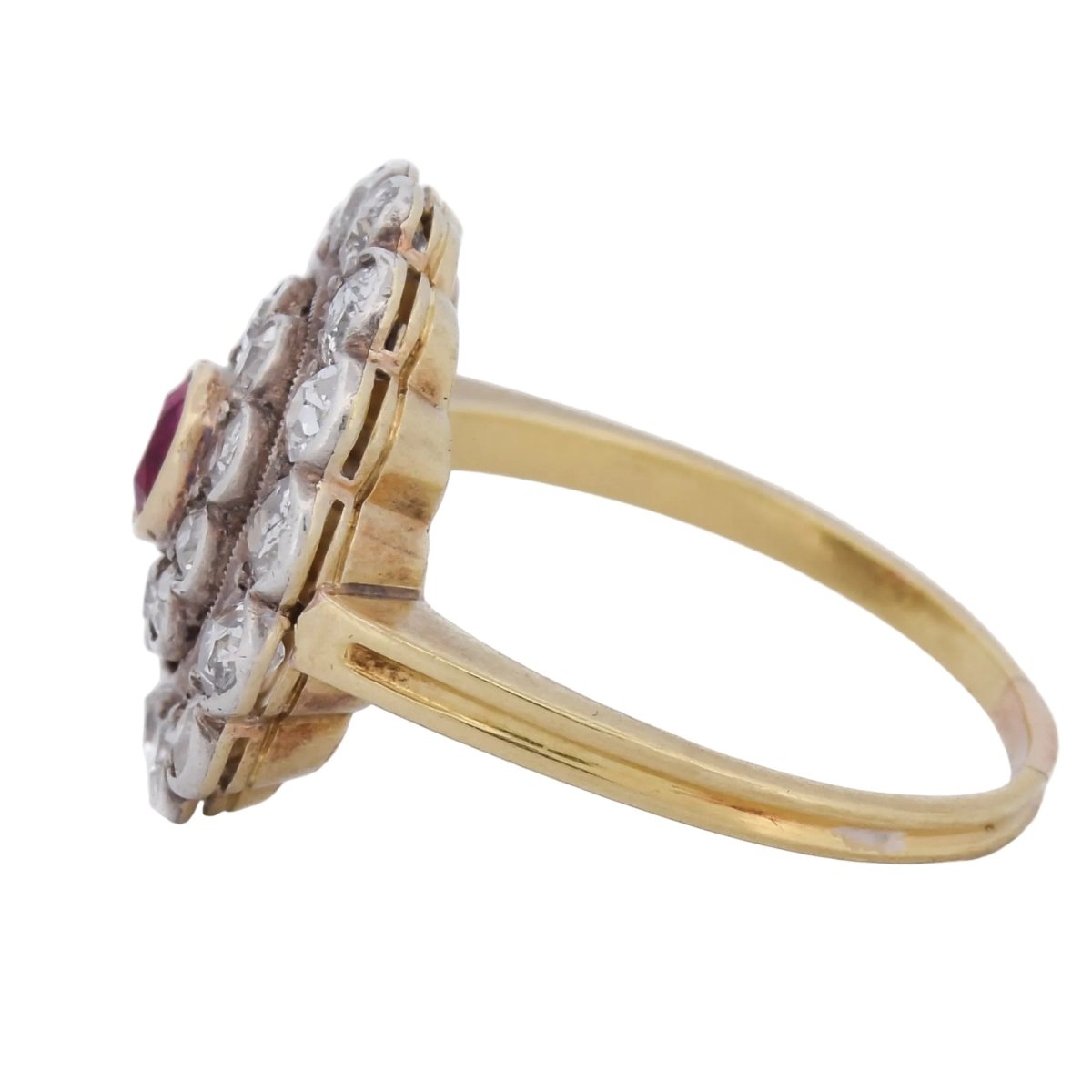 Bague Marguerite en or jaune, argent, rubis et diamants - Castafiore