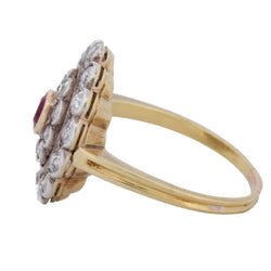 Bague Marguerite en or jaune, argent, rubis et diamants - Castafiore