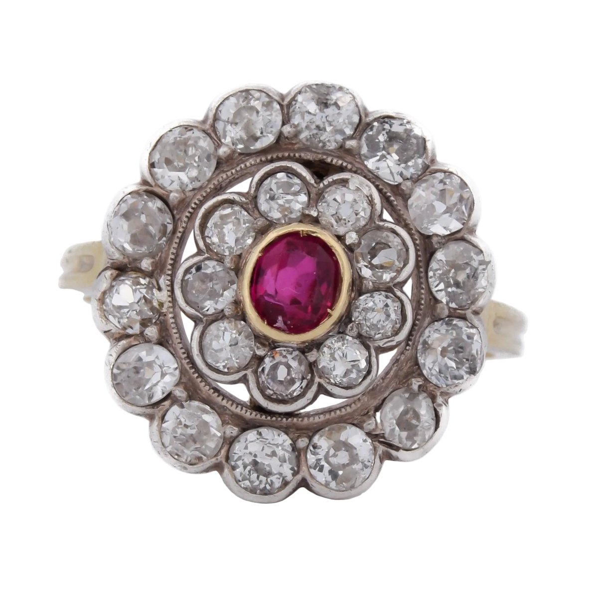 Bague Marguerite en or jaune, argent, rubis et diamants - Castafiore