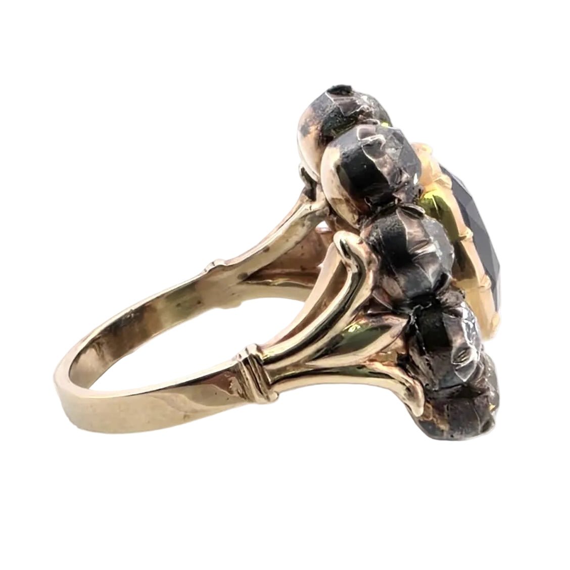 Bague Marguerite en or jaune, argent, saphir et diamants - Castafiore