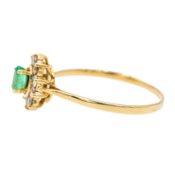 Bague marguerite en or jaune, émeraude et diamant - Castafiore