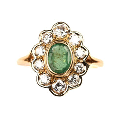 Bague Marguerite en or jaune, émeraude et diamants - Castafiore