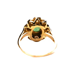 Bague Marguerite en or jaune, émeraude et diamants - Castafiore