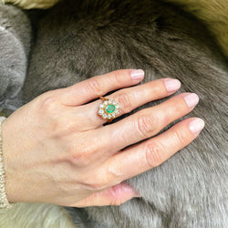 Bague Marguerite en or jaune, émeraude et diamants - Castafiore