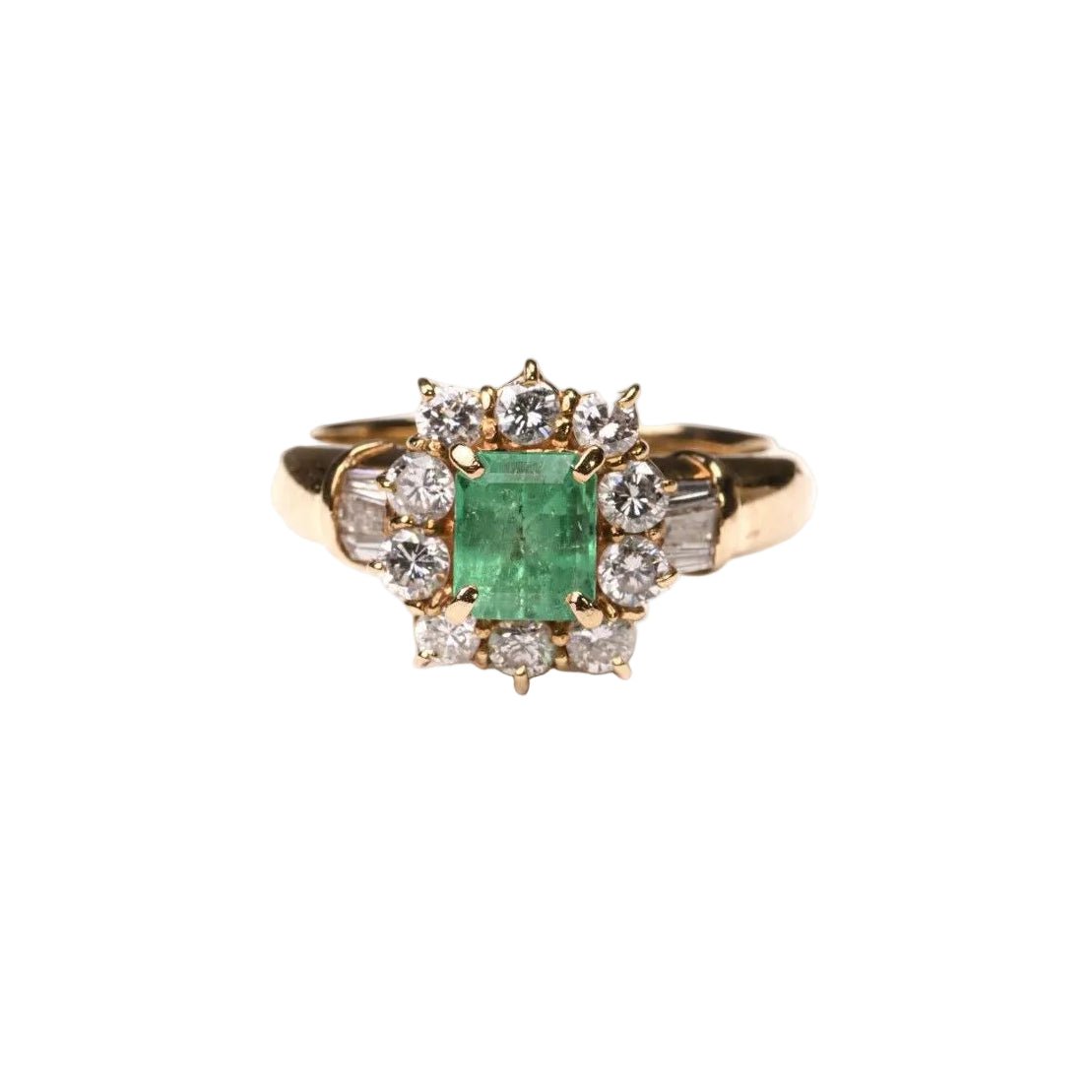 Bague Marguerite en or jaune, émeraude et diamants - Castafiore