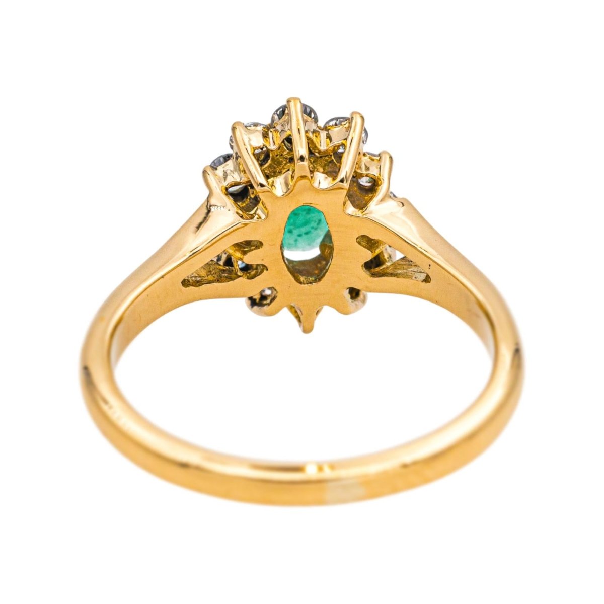 Bague Marguerite en or jaune, émeraude et diamants - Castafiore