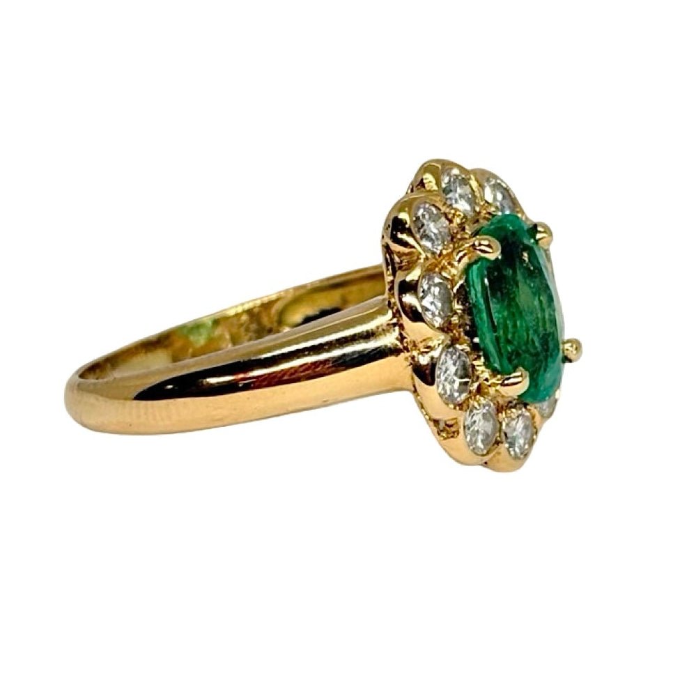Bague Marguerite en or jaune, émeraude et diamants - Castafiore