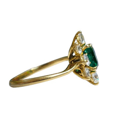 Bague Marguerite en or jaune, émeraude et diamants - Castafiore