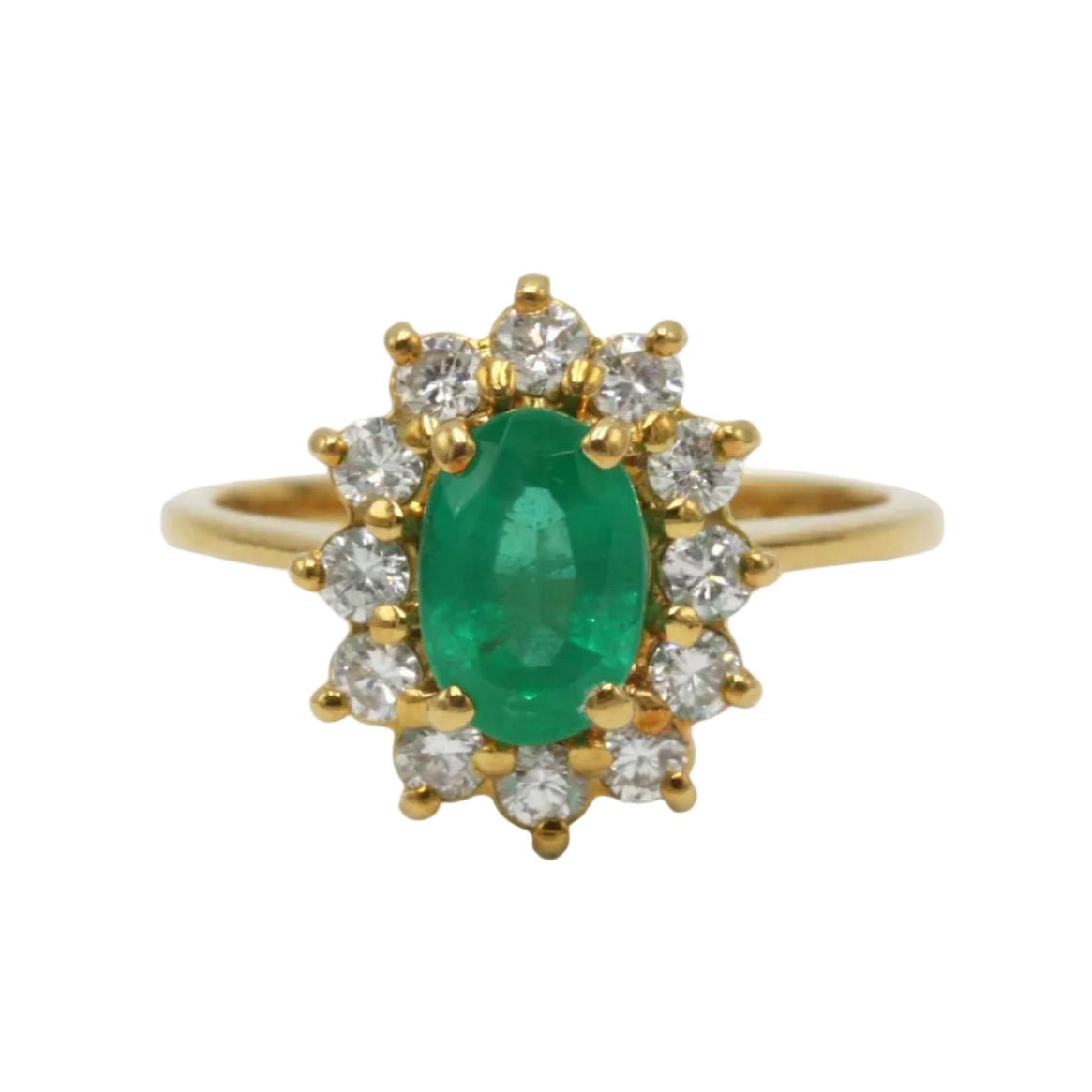 Bague Marguerite en or jaune, émeraude et diamants - Castafiore